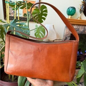Monsac Brown Leather Shoulder Bag